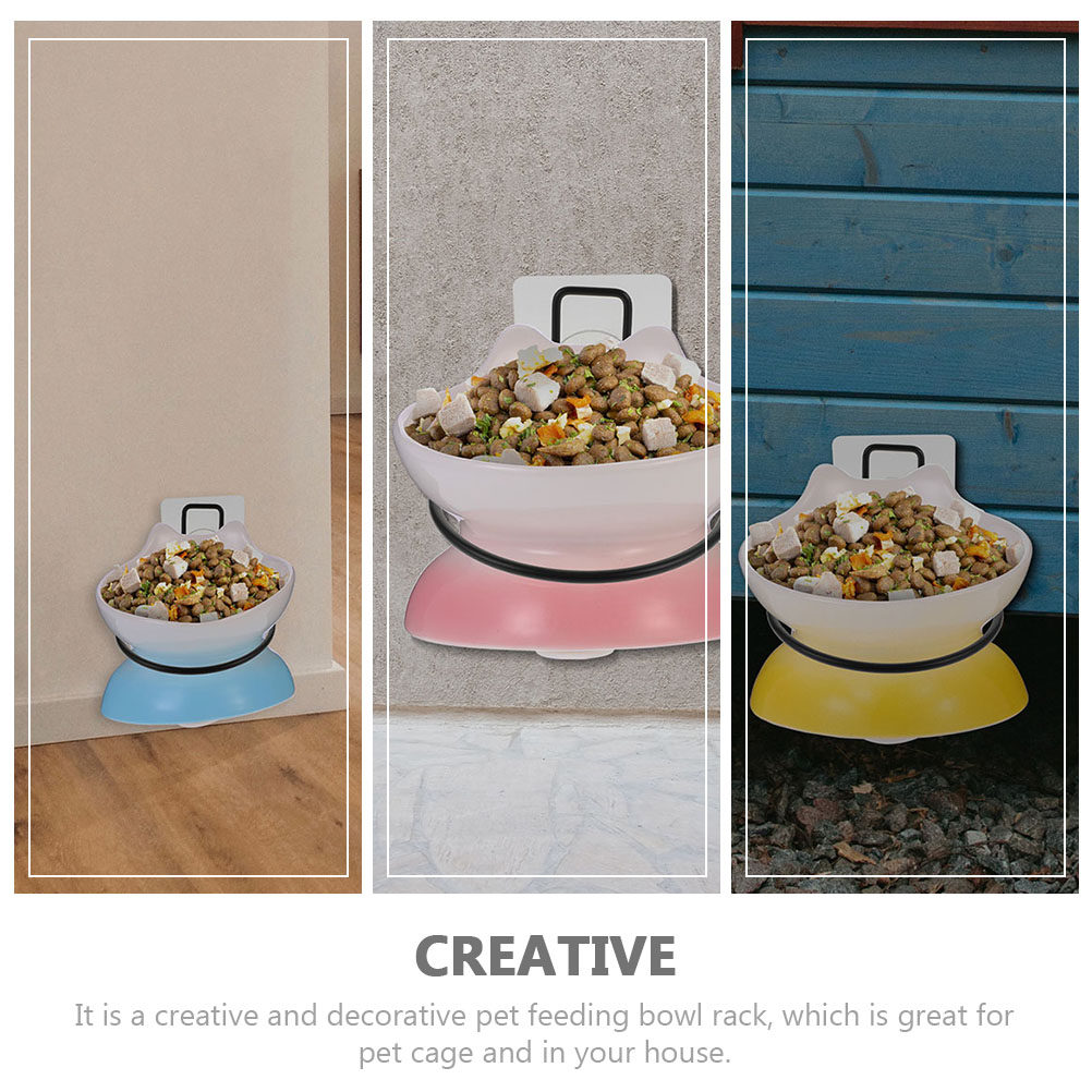 Pet Feeders - 1Set Wall Pet Bowl Rack Hanging