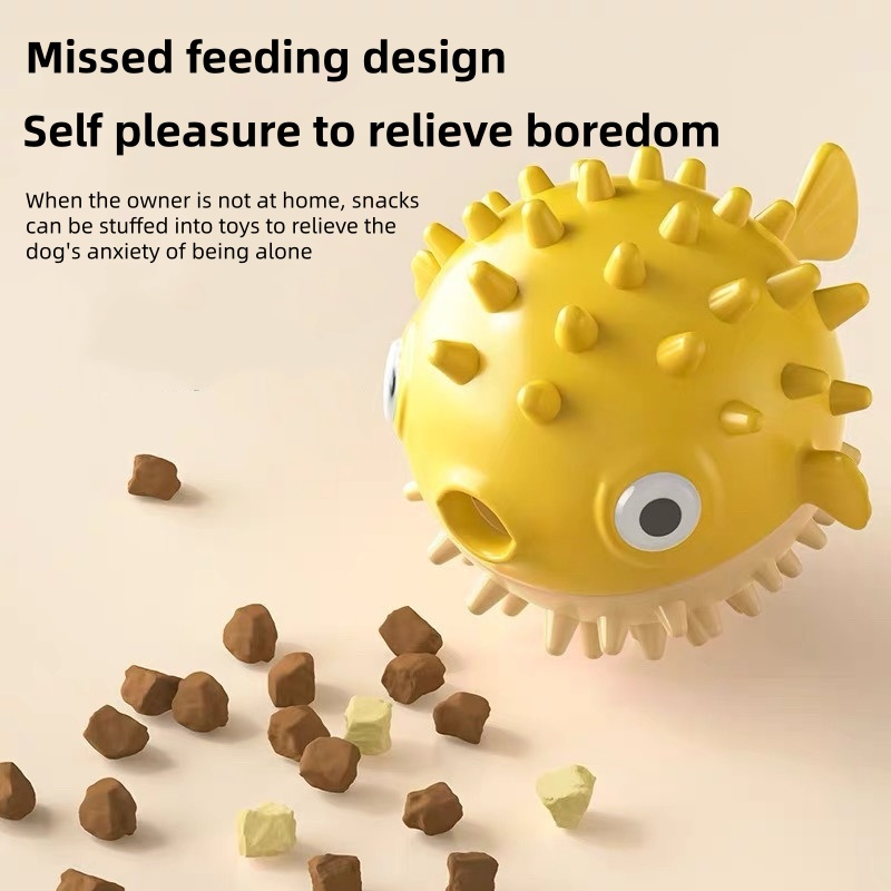 Interactive Bouncing Fish Trea - đánh giá và giá Rubber Treat Dispensing Dog Toy