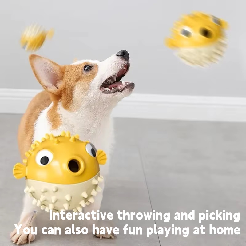 Interactive Bouncing Fish Trea - đánh giá và giá Rubber Treat Dispensing Dog Toy